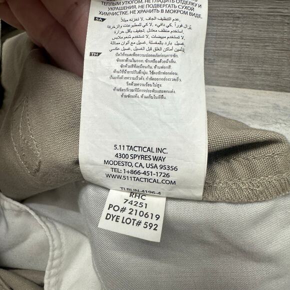 5.11 Tactical Khaki Tan Mens 34x32 Double Knee Utility Outdoor Canvas Cargo Pant - Picture 12 of 12